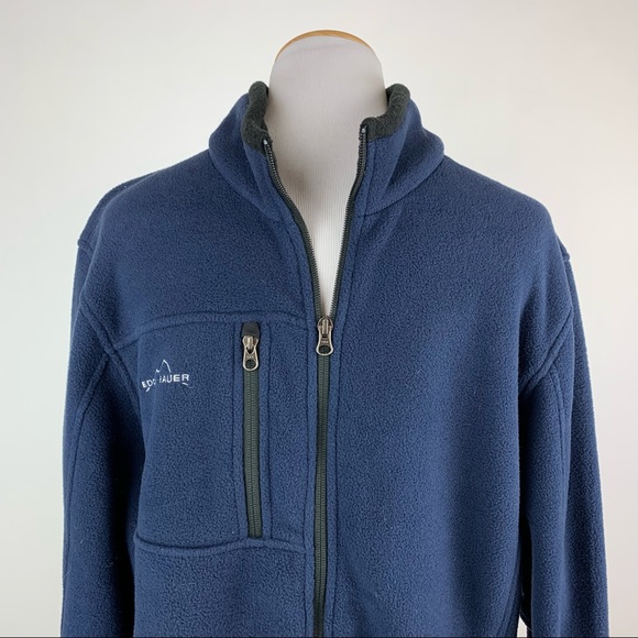 Eddie Bauer Navy Fleece Zip Front Jacket Large - Picture 2 of 7